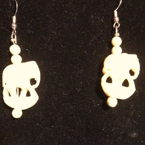 Bone elephant earrings